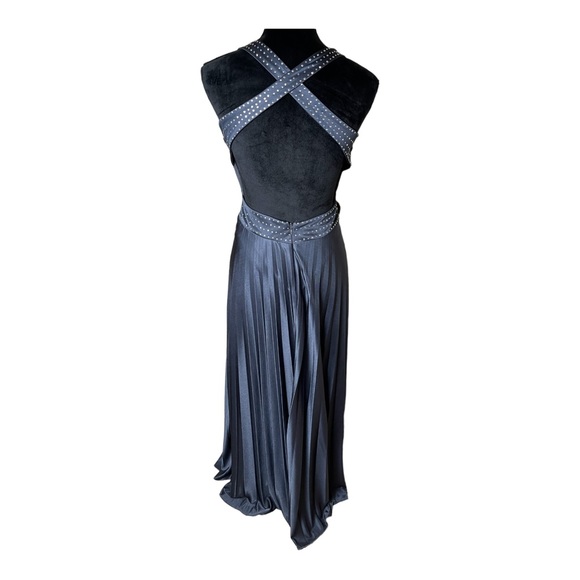 Betsy & Adam Strappy Beaded Maxi Prom/Bridesmaid Dress Size 6 - Picture 3 of 8